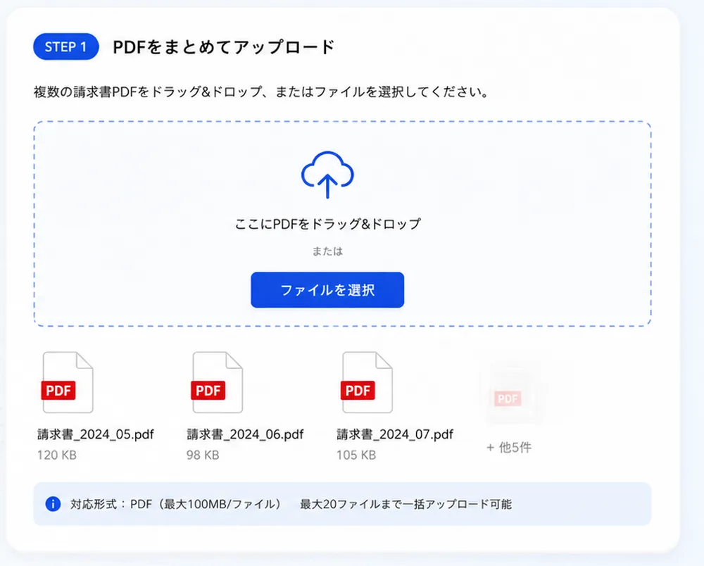 PDFをまとめてアップロード